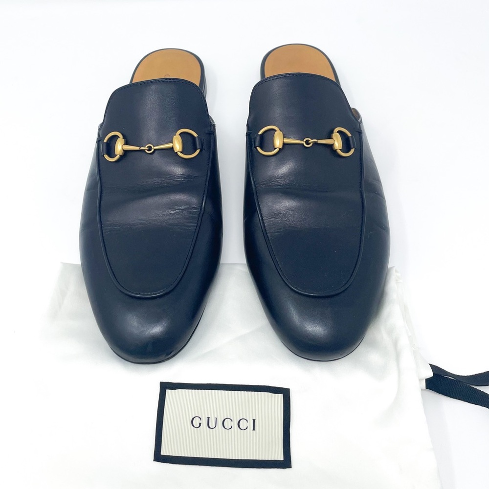 GUCCI Authenticated Princetown Black Leather Horsebit Loafer Mule 10.5 - Picture 3 of 11
